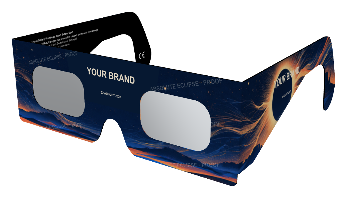 Custom paper eclipse glasses on the Absolute Eclipse rectangular frame
